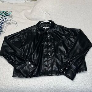 Good American Button Up Leather Jacket